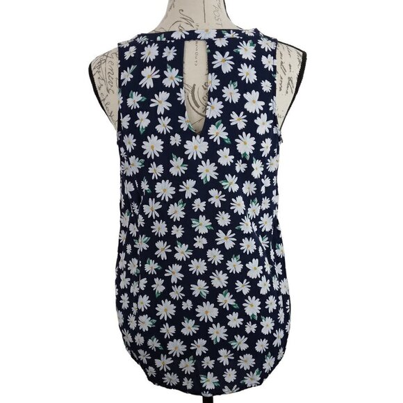 Old Navy | Sleeveless V-Neck Daisy Top Navy Pull On | Size S - Picture 3 of 5